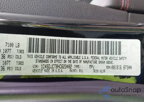 2017 Dodge Durango R/T Awd из США, поврежденный, VIN 1C4SDJCT8HC623482